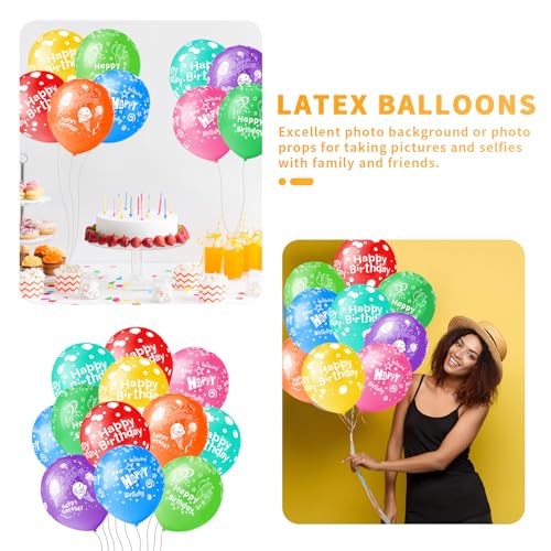 50pcs 12inch Happy Birthday Balloons for Men&Women, Assorted Balloons for Party, Beautiful Flowers Printed Decoration (Bir...
