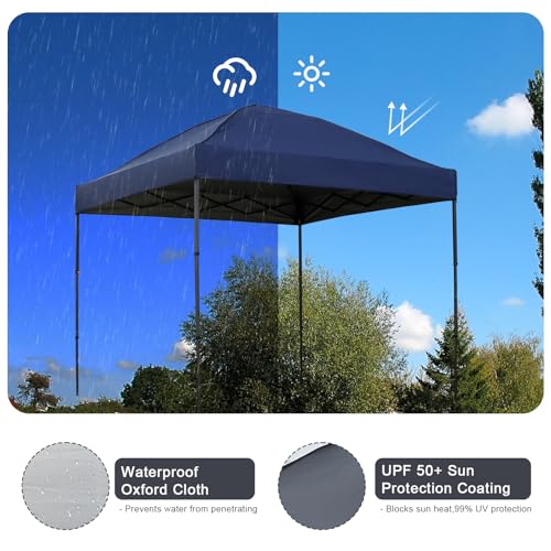 10x10 Pop Up Canopy Tent with 2 Sidewalls, Easy Up Canopy Upgraded Outdoor Party Sun Shade Tent Portable Gazebo for Beach ...