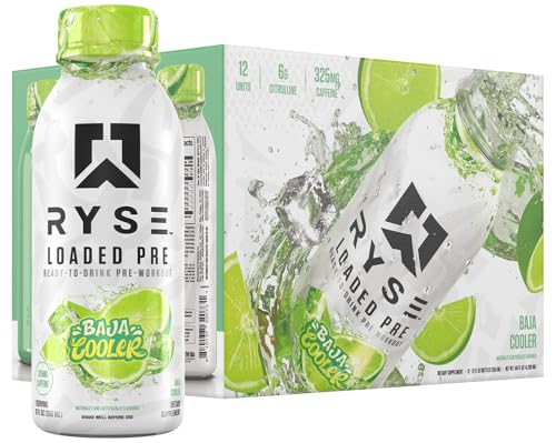 RYSE Loaded Pre Workout Drink - Baja Cooler - Sugar-Free, Ready to Drink Energy Supplement with 325mg Caffeine, Citrulline...