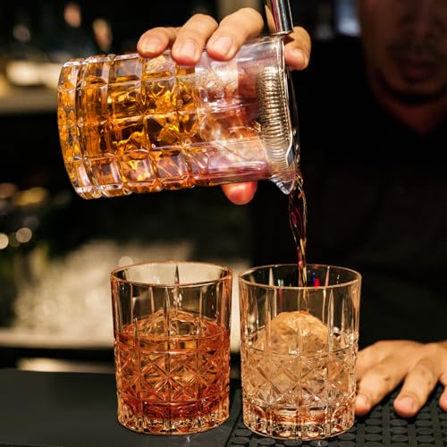 Tequibar Cocktail Mixing Glass, 18.5oz Crystal Mixing Glass, Thick Bottom Bar Stirring for Whiskey Manhattan Martini
