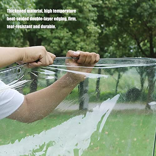 GQZGGXX 8' X 10' Outdoor Clear Tarp Curtain Waterproof Wind-Proof 0.35mm Transparent Vinyl Tarp for Patio Pergola Garden C...