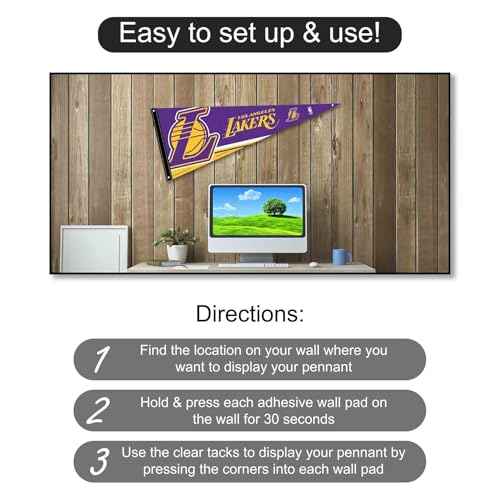 Los Angeles Lakers Pennant Flag and Wall Tack Pads Mounts