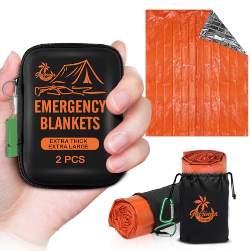 Guijinga Emergency Blankets for Survival, 2-Pack/4-Pack Space Blankets, Gigantic & Extremely Thick Mylar Blankets, Suitabl...