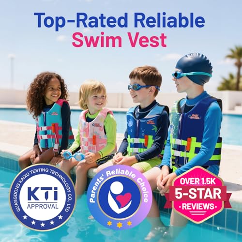 HeySplash Toddler Swim Vest, Kids Swimming Jacket Fit 30-50/50-80lbs, Child Floaties Vest wiht Safety Strap, Float Jacket ...
