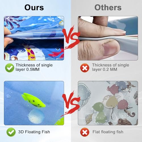 Baoyemes Marine Life Themed Cat Play Mat, Thickened Water Sensor Play Mat for Cats, Water Sensor Play Mat with Fish, Pet W...