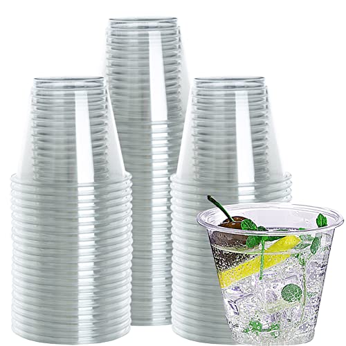 9 Oz Clear Plastic Cups Disposable Cups 9 Oz Plastic Cups, Crystal Clear PET Plastic Wine Glasses, Plastic Party Cups for ...