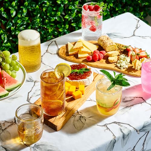 Le'raze Set of 8 Original Mason Drinking Glasses 4-18oz. Highball Tumbler Glasses, and 4-13oz. Whiskey Glass Cups for Ever...