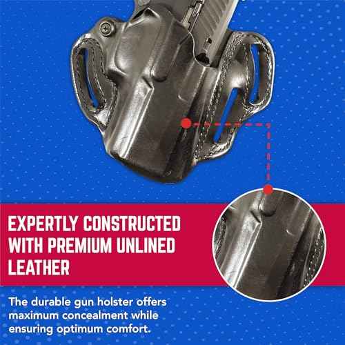 DeSantis Speed Scabbard Holster - OWB Holster, Leather Pistol Holster, Compatible with SIG P320 & P250 COMPACT/CARRY, with or without ROMEO1 Reflex Sight - SIG P320 XCOMPACT - Right Hand Draw, Black