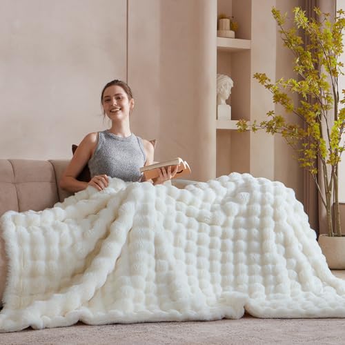 Serenhom 50x60 Inches Ultra-Soft Fuzzy Faux Fur Plush Throw Blanket - Thick, Warm Sherpa for Couch, Sofa, Bedroom, Camping...