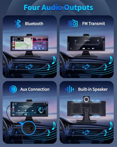 Wireless Carplay Screen for Car 10.26" Portable Touchscreen Car Stereo for Apple Carplay & Android Auto with 4K 360 Rotati...