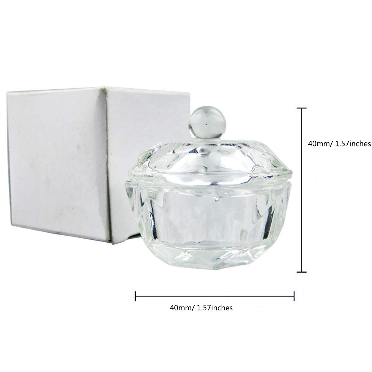 mollensiuer 2Pcs Clear Nail Art Acrylic Liquid Powder Dappen Dish Bowl Glass Crystal Cup Glassware with Lid for Nail Art Manicur