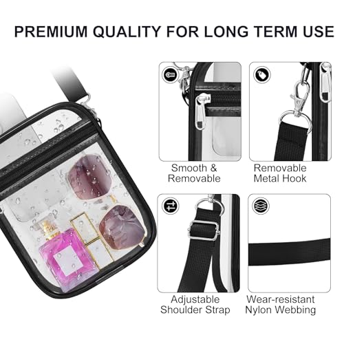 UEASE Clear Bag Stadium Approved Clear Purse for Women Clear Crossbody Bag for Stadium Events Concerts Festivals