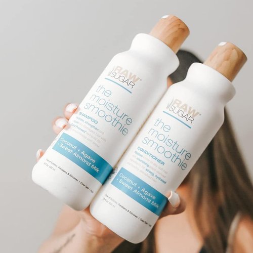 Raw Sugar Hair Conditioner - Moisture Smoothie with Coconut + Agave + Sweet Almond Milk, Hair Care for Dry Damaged Hair, Formulated without Sulfates & Parabens (Pack of 4)