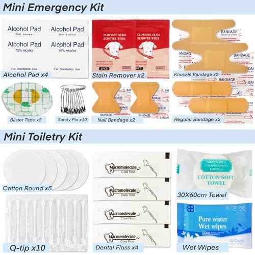 Travel Kit For Wedding And Honeymoon Emergency 32 Essential Items All In One Personal Care Set Toiletry Kit For Couples (Black)