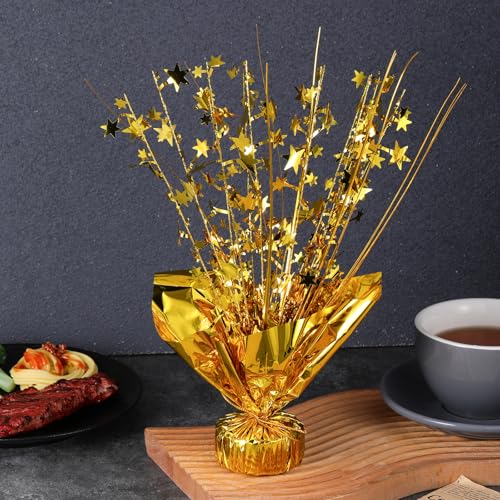 6 Pcs Metallic Foil Spray Centerpiece Star Table Decoration Gold Centerpieces Decors with Star Burst Table Centerpieces fo...