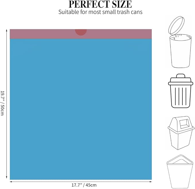 6Rolls Drawstring Small Trash Bags,4 Gallon Thicken Drawstring Small Garbage Bags for Kitchen,Bathroom,Bedroom,Home,Office Trash Cans，120 Counts (Blue)