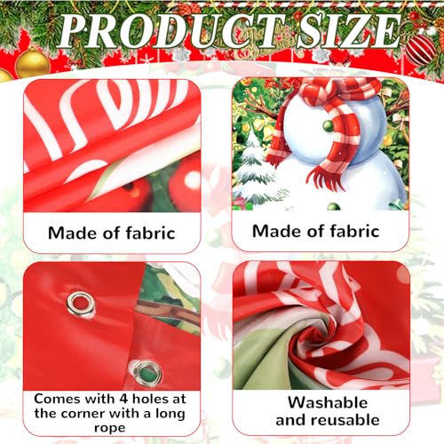 Justforjoyful Christmas Snowman Photo Booth Prop Merry Christmas Party Decoration Xmas Tree Door Banner Fabric Face in Hol...