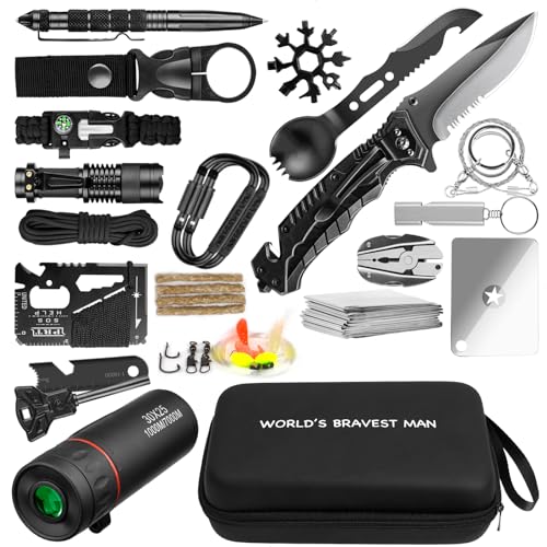Survival Kit 34 in 1 Emergency Tactical Survival Gear Camping Tool Accessories Equipment Gifts for Men Christmas Stocking ...