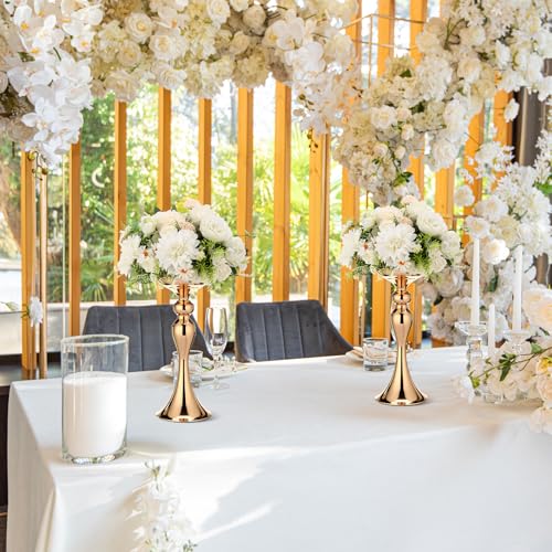 Sadnyy 12 Pcs Metal Flower Arrangements Stand Metal Wedding Centerpiece Stand Gold Vase Centerpiece Tall Table Decor Flowe...