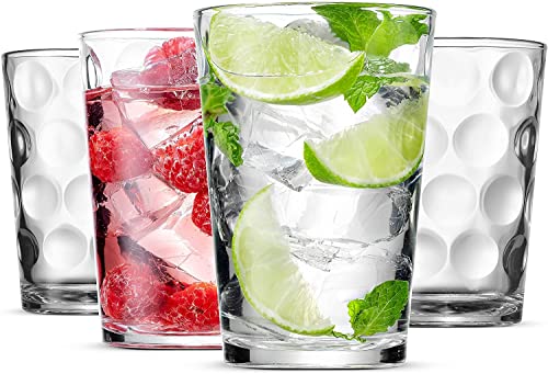 Set of 12 Elegant Everyday Stackable Drinking Glasses - Includes 4-17oz Highball Tumbler Glassware, 4-13oz DOF Rock Glasse...
