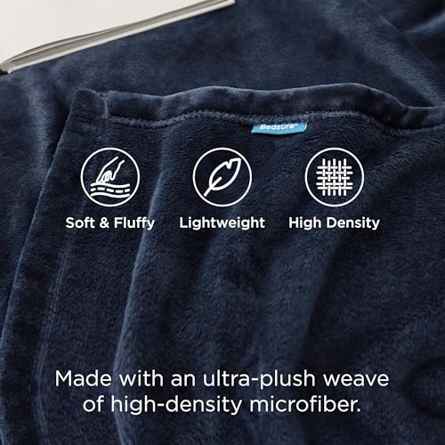 Bedsure GentleSoft Navy Fleece Blankets Queen Size - Bed Blanket Blue Soft Lightweight Plush Fuzzy Cozy Luxury Microfiber,...