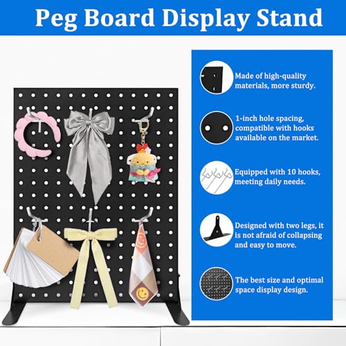 Uppcasir Pegboard Display Stand with 10 Hooks for Craft Shows, Metal Jewelry and Key Ring Retail Display Racks for Selling...