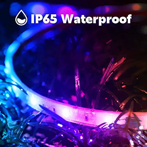 FBZ 60Ft Outdoor Waterproof LED Strip Lights,Music Sync RGB IP65 Led Lights with App Control and Remote,Color Changing Wat...