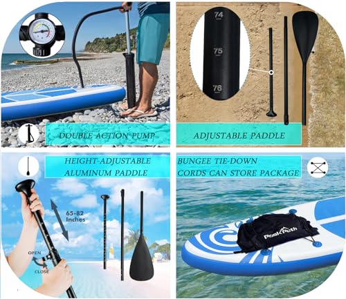 Peakpath Inflatable Stand Up Paddle Board (6’’ Thick) with Premium SUP Accessories&Bag,Bottom Fin for Paddling,Surf Contro...