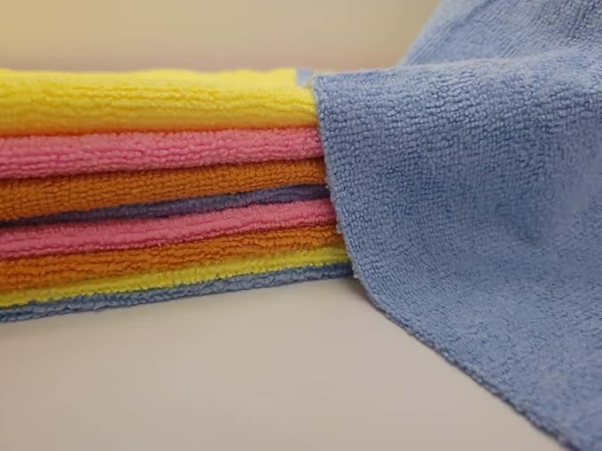 Microfiber Cleaning Cloths, 50 Pack, Multi-Color Blue Yellow Orange Pink, Lint Free Machine Washable, 16 x 16 Inches, Ultra-Absorbent for Home Kitchen Cleaning (Yellow)