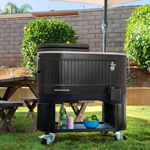 Permasteel Rolling Patio Cooler – Large Outdoor Ice Chest with Wheels, Beverage Cooler for Backyard, BBQ, Tailgate, Beach,...
