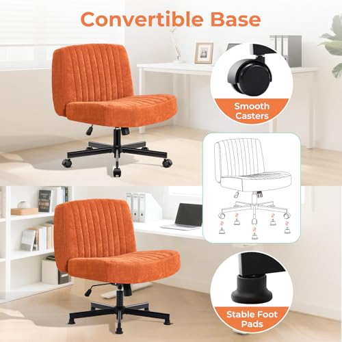 shipborne Convertible Base Criss Cross Chair with Pocket Springs & Thicker and Wider Cushions, Armless Legged Office Chair...