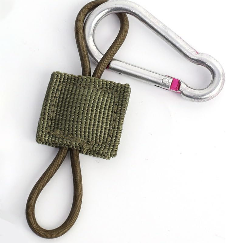 3PCS Green Outdoor Tactical Backpack Elastic Binding Buckle,D-Shaped Climbing Carabiner