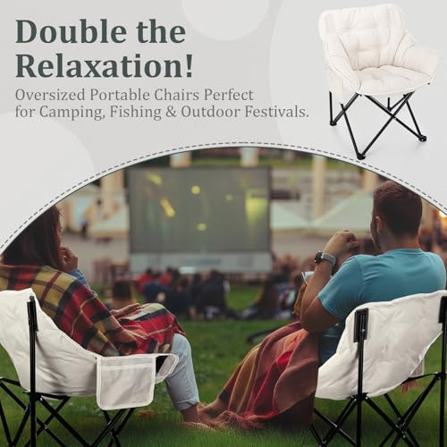 Redbaker 1 Pack Padded Camping Chair Oversized Portable Fishing Lawn Chair Light Weight Camp Outdoor with Padded Seats and...