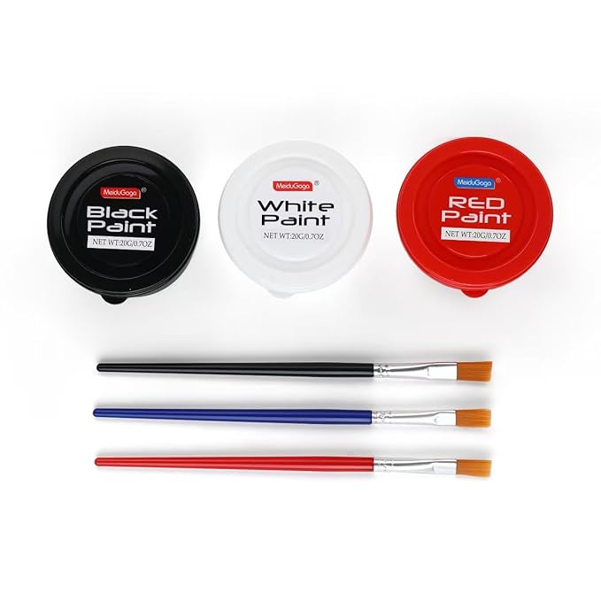 Halloween Makeup Kit, White + Black + Red Face Painting Kit for Adults 60g(2.1 oz), Body Paint Kit with Brushs for Halloween Makeup, Party, Cosplay, Theater