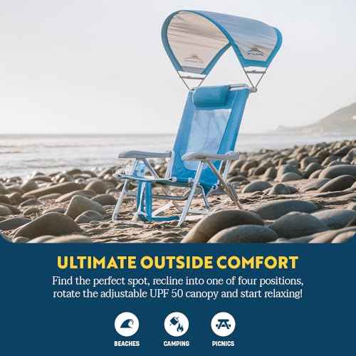 GCI Outdoor Waterside SunShade Backpack Beach Chair with Canopy Shade