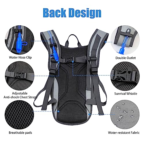 Zavothy Hydration Backpack with 2L Hydration Bladder Water Backpack for Hiking Hydration Pack for Running Cycling Hiking