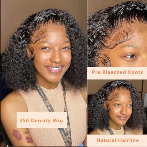CHUDI Kinkycurly Wig Human Hair 13x6 Lace Front Wigs 250 Density Glueless Wigs Human Hair Pre Plucked With Baby Hair for Black Women Virgin Human Hair 14inch