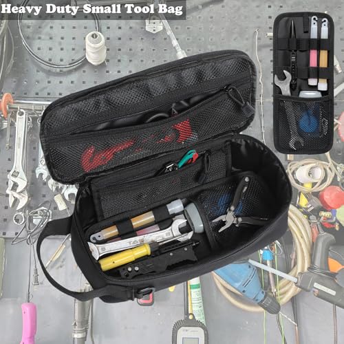 12-Inch Heavy Duty Small Tool Bag with D-Ring Clip,Flag Patch&Shoulder Strap - Small Tactical Molle Zipper Tool Bag,EDC St...
