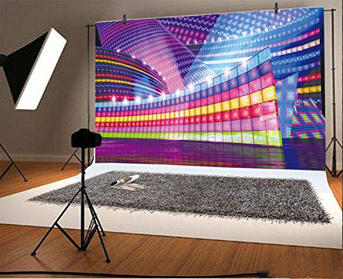 Leyiyi 7x5ft Hall Lights Backdrop Night Club Neon Light Abstract Hall Rock Music Banquet Steam Punk America Fiesta Photo B...