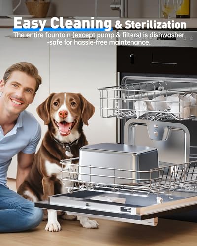Stainless Steel Dog Water Fountain, 3 Gallon Extra Large Pet Drinking Fountain for Large Dogs & Multi-pet, Automatic Dog W...