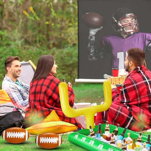 Inflatable Football Field Cooler Football Party Drink Cooler and 2 Pcs Inflatable Beach Balls Buffet for Party Favors for ...
