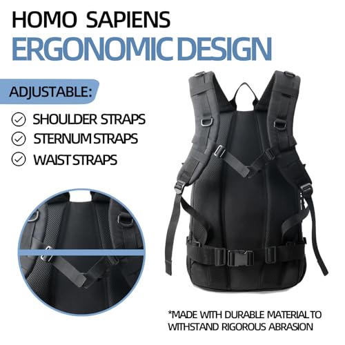 J.SH Military Tactical Backpack for Men Heavy Duty Hiking Rucksack Army MOLLE System 50L Large Capacity Backpack Waterproo...