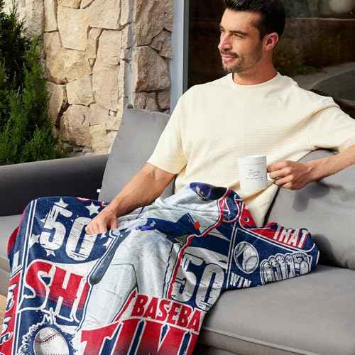 Blanket for Los Angeles, Baseball Gifts for Men, Fans Coach Gifts Blue Team Color Sports Stuff 60"x50" Blanket Throws
