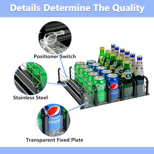 Yedyoi Drink Organizer for Fridge, Soda Can Organizer for Fridge, Self-Pushing Glide Drink Dispenser for Refrigerator-Hold...