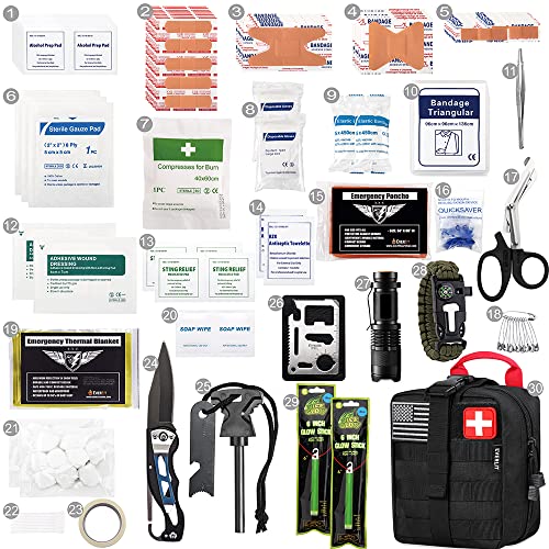 EVERLIT 250 Pieces Survival First Aid Kit IFAK EMT Molle Pouch Survival Kit Outdoor Gear Emergency Kits Trauma Bag for Cam...