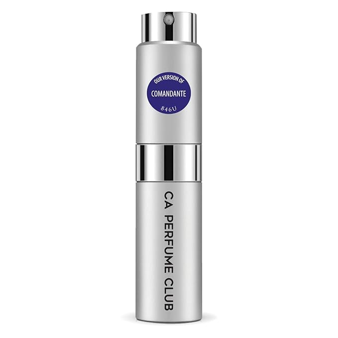 CA Perfume Impression of Comandante for Women and Men Aromatic Fruity Scent Long Lasting Unisex Fragrance Eau De Parfum Travel Size Refillable Atomizer Spray 0.27 Fl Oz 8ml