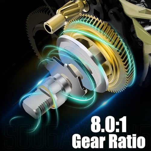 Sougayilang Baitcaster Combo, 30Ton+24Ton Graphite 2-Piece Blanks Casting Fishing Rod,SuperPolymer Handle,“S” Style Hook K...