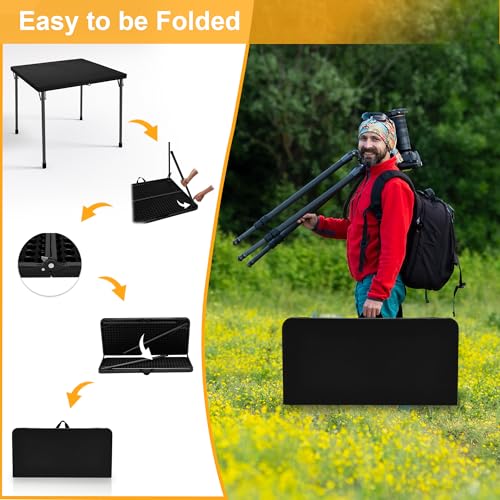 Kasunpul 34" Folding Table, Portable Square Folding Card Table with Collapsible Legs & Carrying Handle, Plastic Tables for...