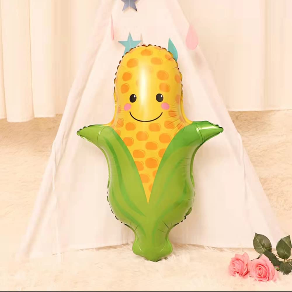 HORUIUS Corn Balloons Vegetables Foil Mylar Balloons for Baby Shower Corn Themed Party Birthday Decoration Supplies 28 inch 5PCS