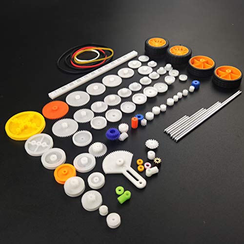 EUDAX 82 pcs Plastic Gear Package Kit - DIY Gear Assortment Accessories Set for Toy Motor Car Robot Various Axle Belt Bush...
